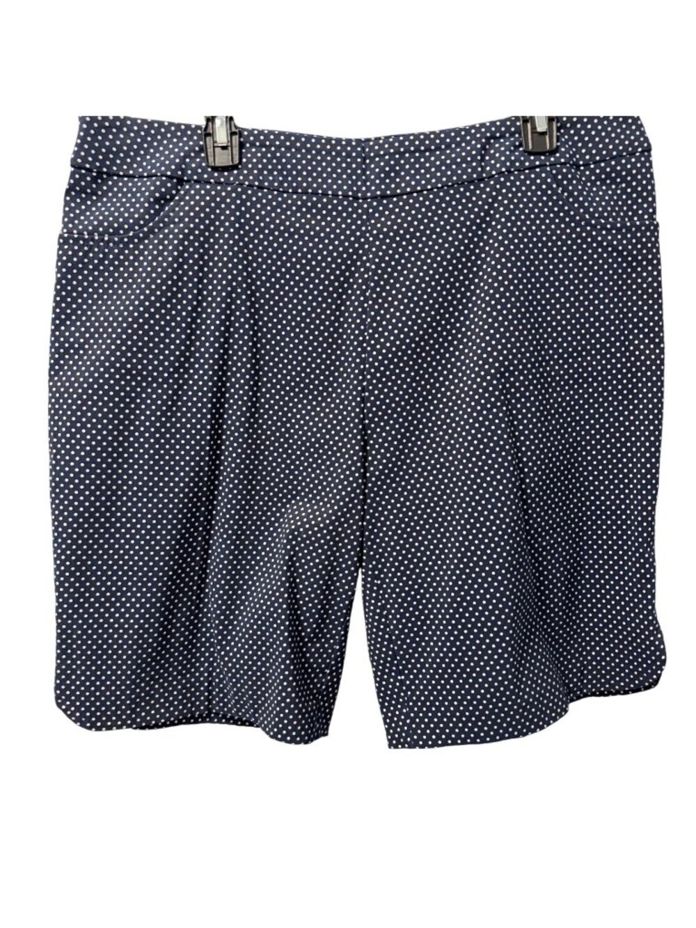 Kate Park Womens 2X Polka Dot Shorts Blue White Polyester & Nylon Blend